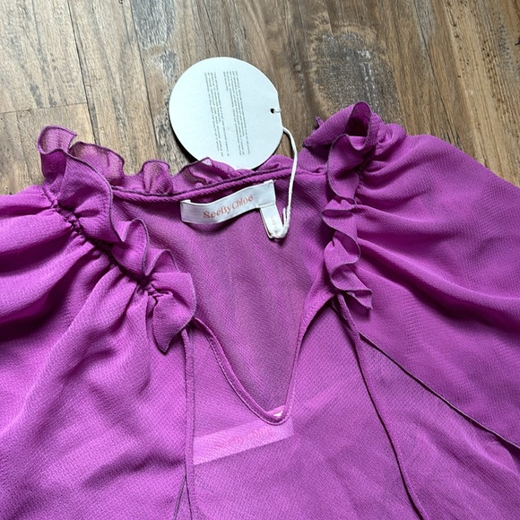 See By Chole Purple Sheer Blouse With Cami NWT Womens Sz 38 US M - Picture 7 of 10